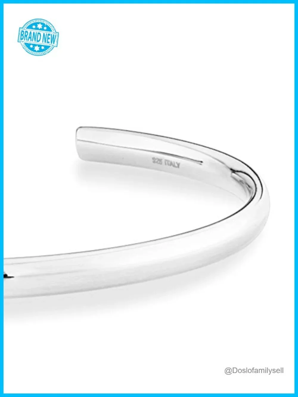 4mm Open Cuff Polished Bangle Bracelet for Women Adjustable 7.25-7.5in Sterling